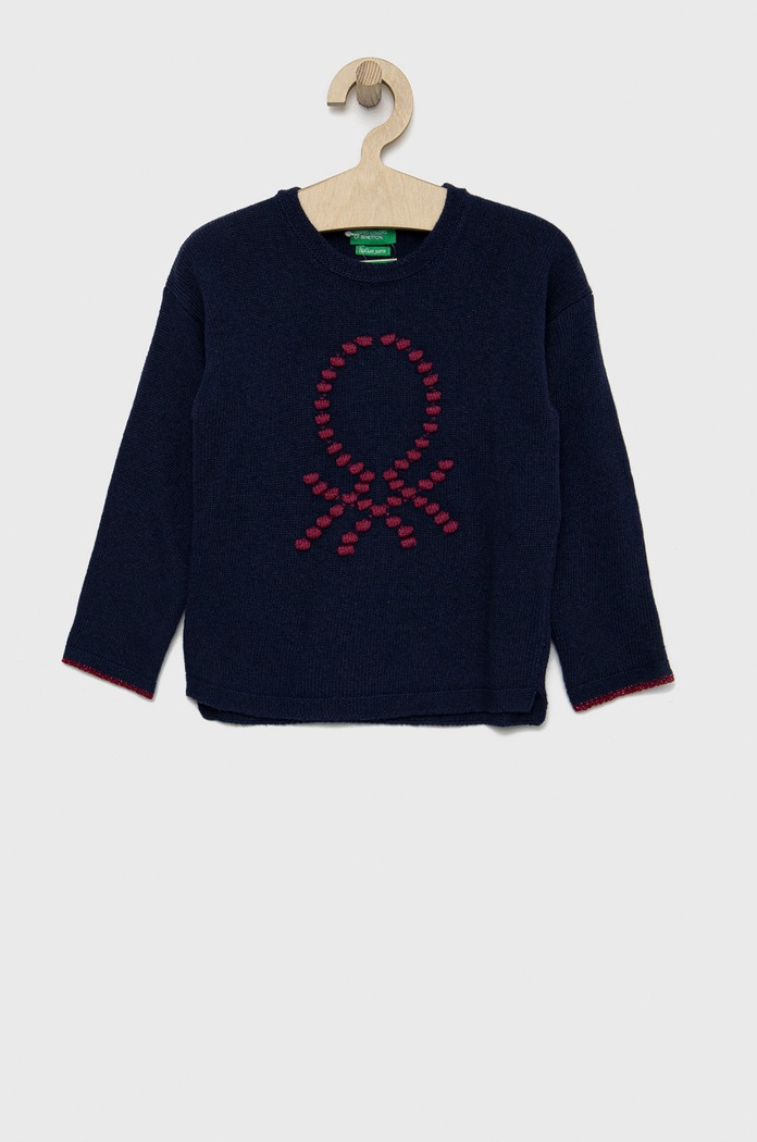 United Colors of Benetton pulover pentru copii din amestec de casmir imprimeu bleumarin 1132H101Y.P