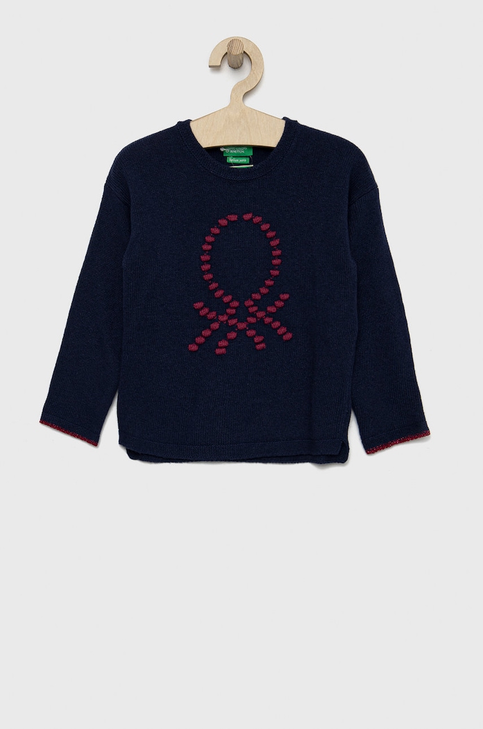 United Colors of Benetton pulover pentru copii din amestec de casmir imprimeu bleumarin 1132H101Y.P