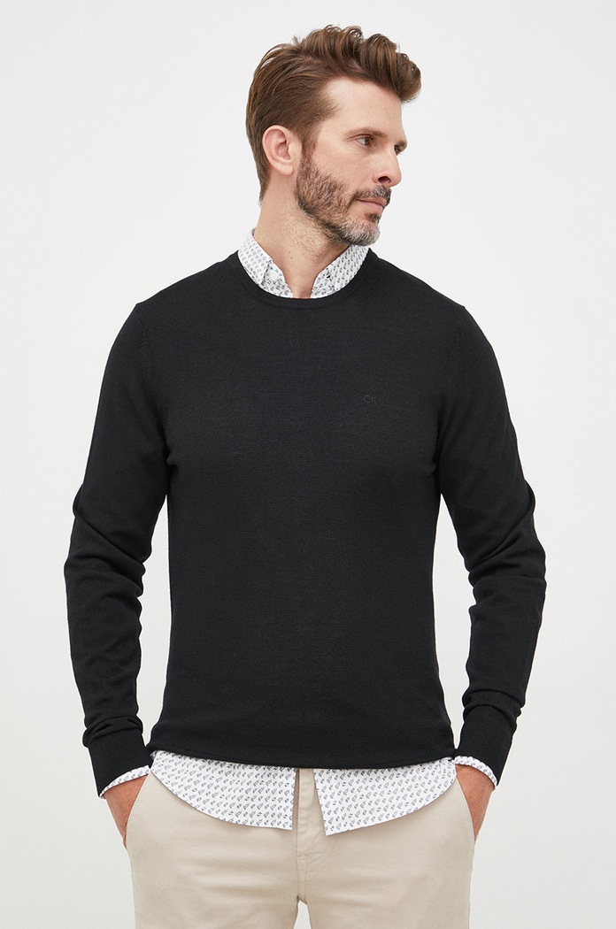 Odzież Calvin Klein sweter wełniany K10K109474.9BYY czarny