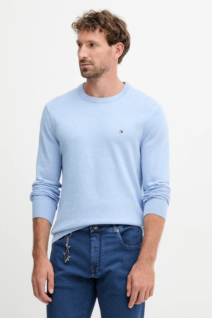 Tommy Hilfiger pulóver kasmír keverékből sima kék MW0MW28046.9BYY
