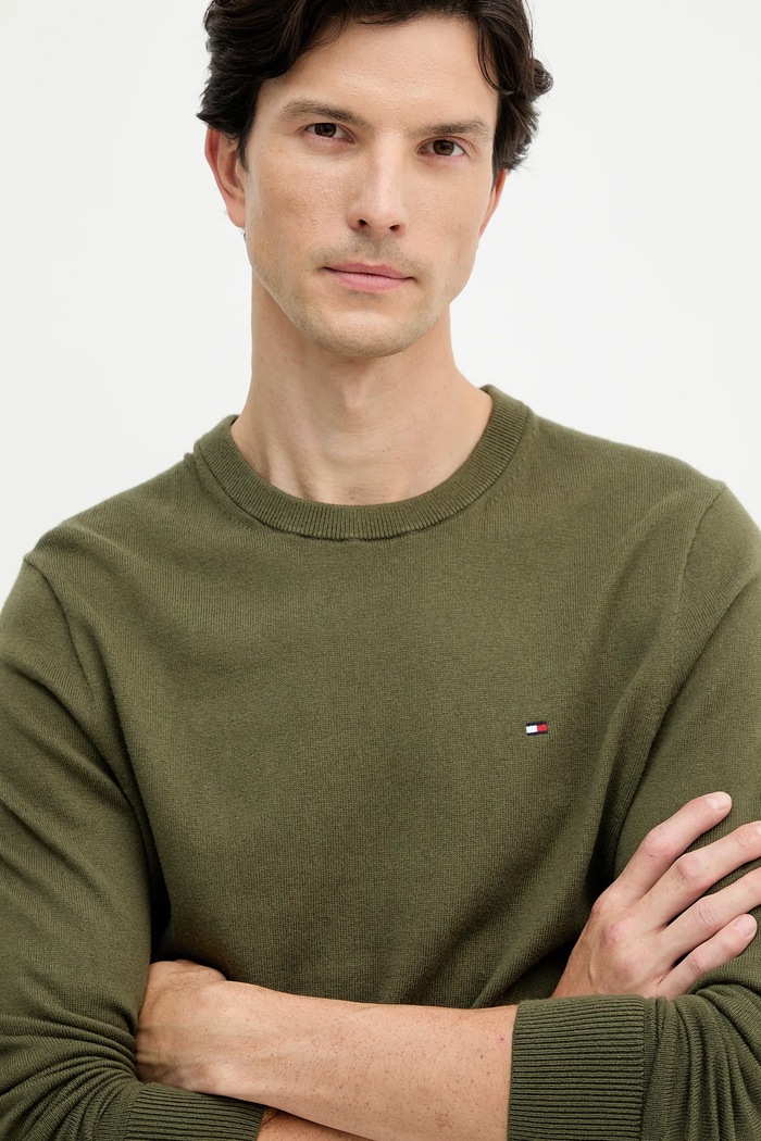 Sveter s prímesou kašmíru Tommy Hilfiger zelená MW0MW28046.9BYY