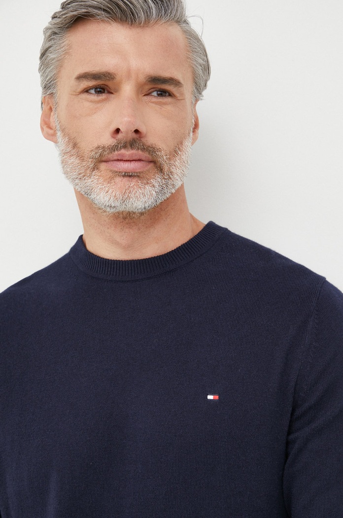 Sveter s prímesou kašmíru Tommy Hilfiger MW0MW28046.9BYY tmavomodrá