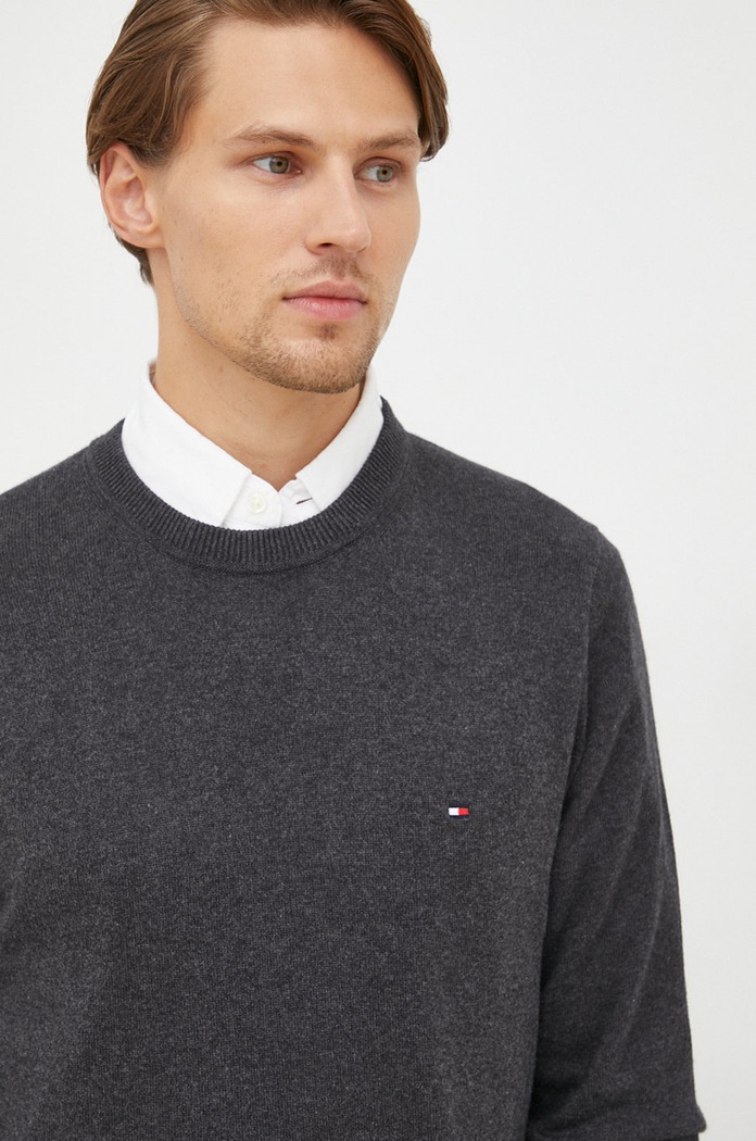 Tommy Hilfiger pulover din amestec de casmir gri MW0MW28046.9BYY