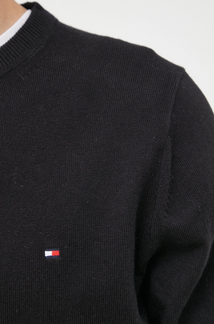 Pulover s primesjo kašmirja Tommy Hilfiger MW0MW28046.9BYY črna