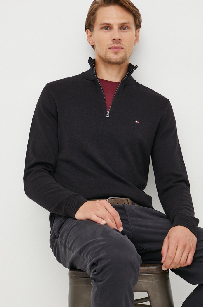 Tommy Hilfiger pulover din amestec de casmir subtiri negru MW0MW28049.9BYY