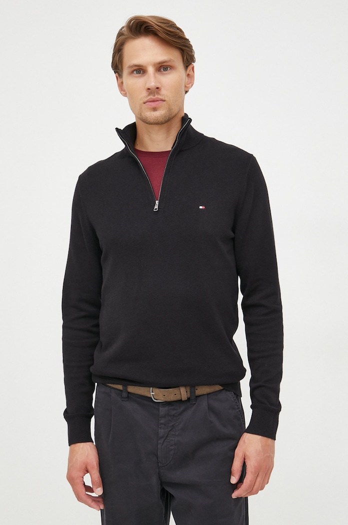 Tommy Hilfiger pulover din amestec de casmir negru MW0MW28049.9BYY