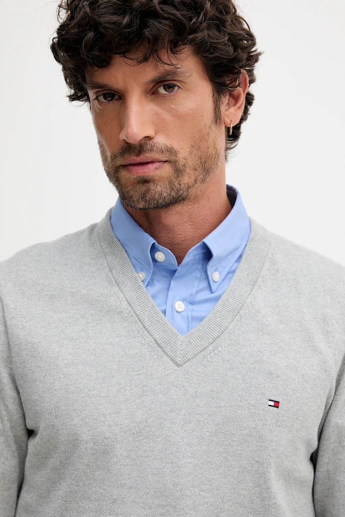 Svetr s příměsí kašmíru Tommy Hilfiger šedá MW0MW28047.9BYY