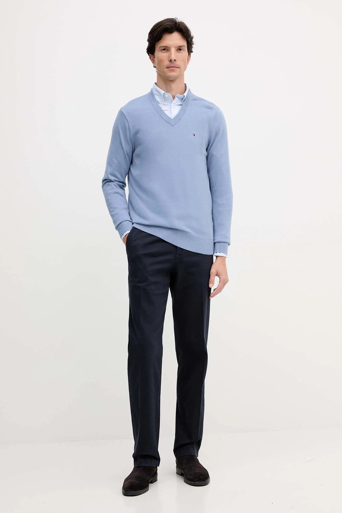 Sveter s prímesou kašmíru Tommy Hilfiger MW0MW28047.9BYY modrá AW25