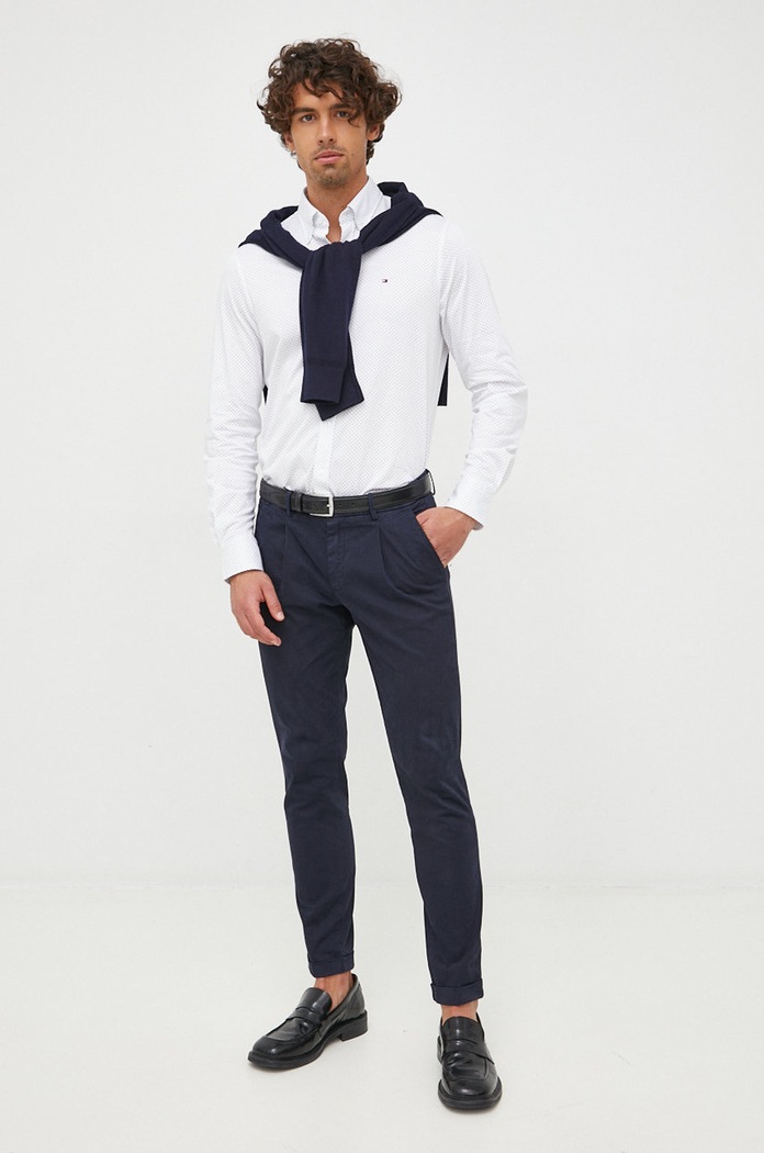 Tommy Hilfiger pulover din amestec de casmir MW0MW28047.9BYY bleumarin AW25