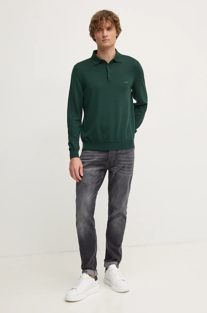 Vlněný svetr BOSS Bono-L 50476357 zelená AW25