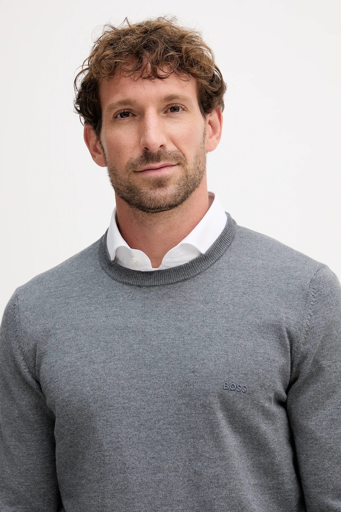 BOSS sweter wełniany Botto-L szary 50476364