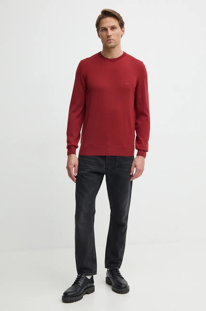 BOSS sweter wełniany Botto-L 50476364 bordowy AW25