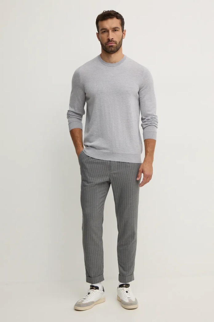 Vlněný svetr BOSS Botto-L 50476364 šedá AW25