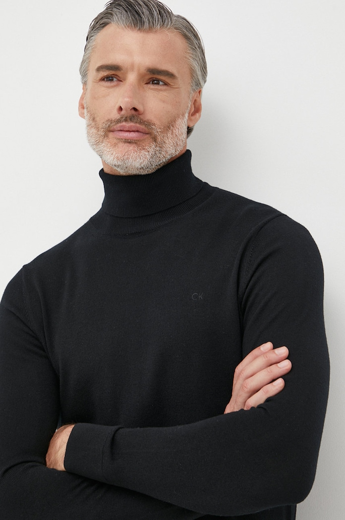Calvin Klein sweter wełniany czarny K10K110420.9BYY