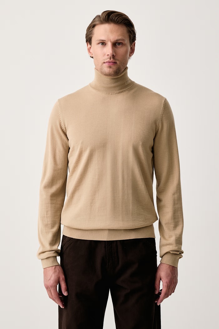 HUGO Golf męski wełniany San Thomas-M beżowy 50474174