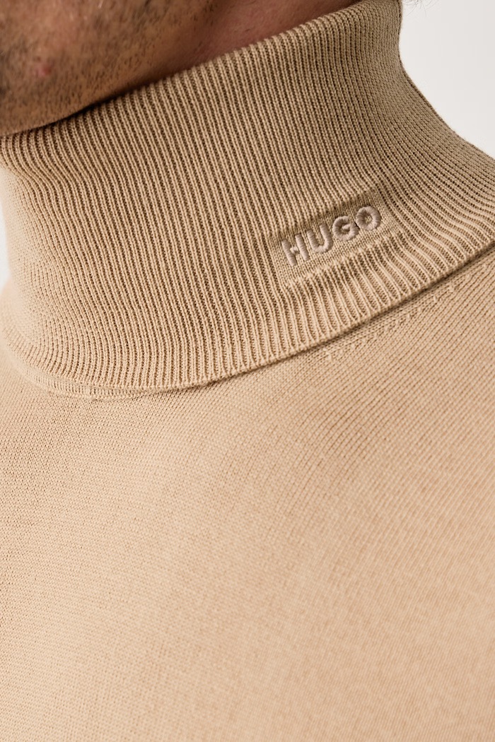 Odzież HUGO Golf męski wełniany San Thomas-M 50474174 beżowy