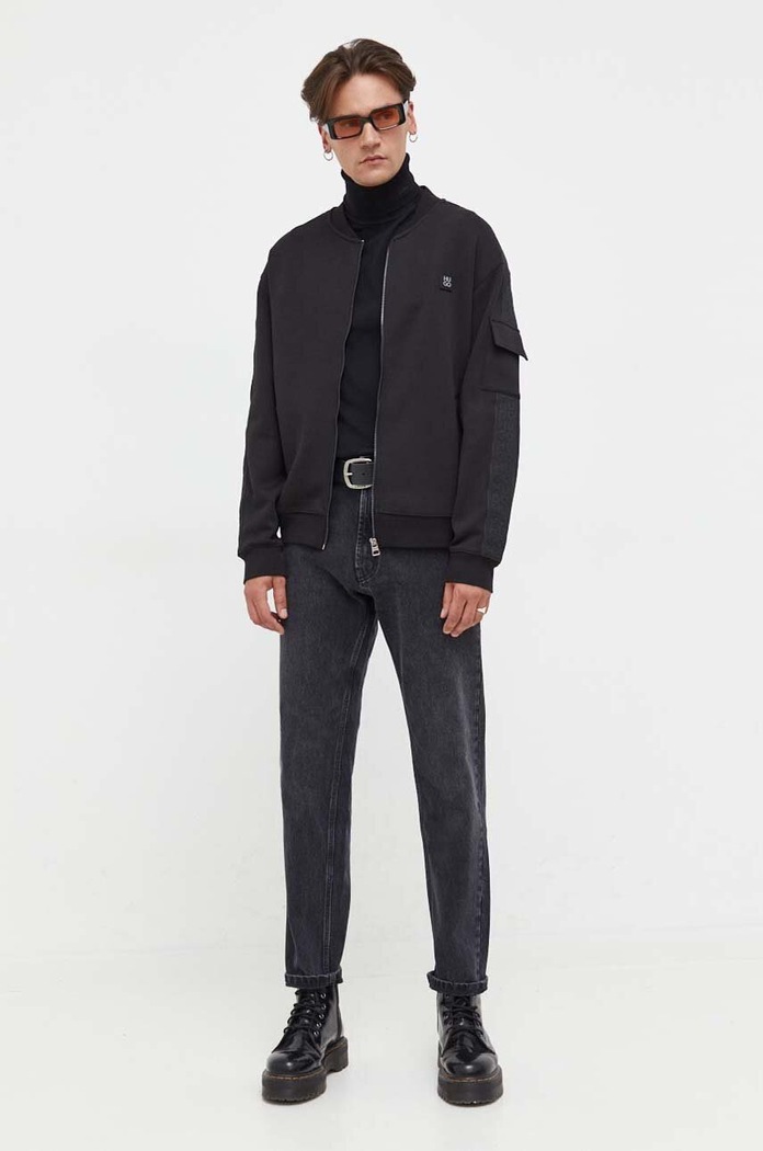 HUGO Golf męski wełniany San Thomas-M 50474174 czarny AW25
