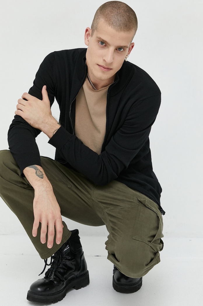 HUGO kardigan wełniany San Jorge-M 50474193 czarny AW25
