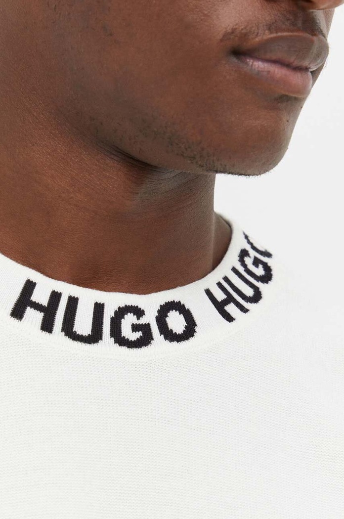Bavlnený sveter HUGO 50474813 béžová