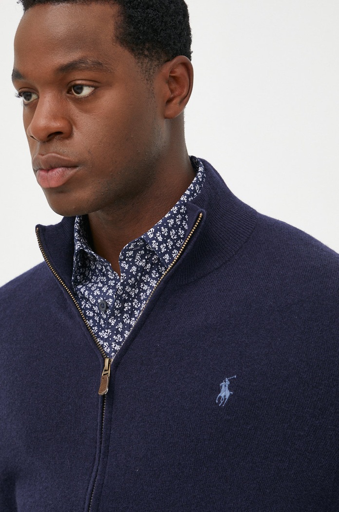 Kardigan wełniany Polo Ralph Lauren 710876719001 granatowy