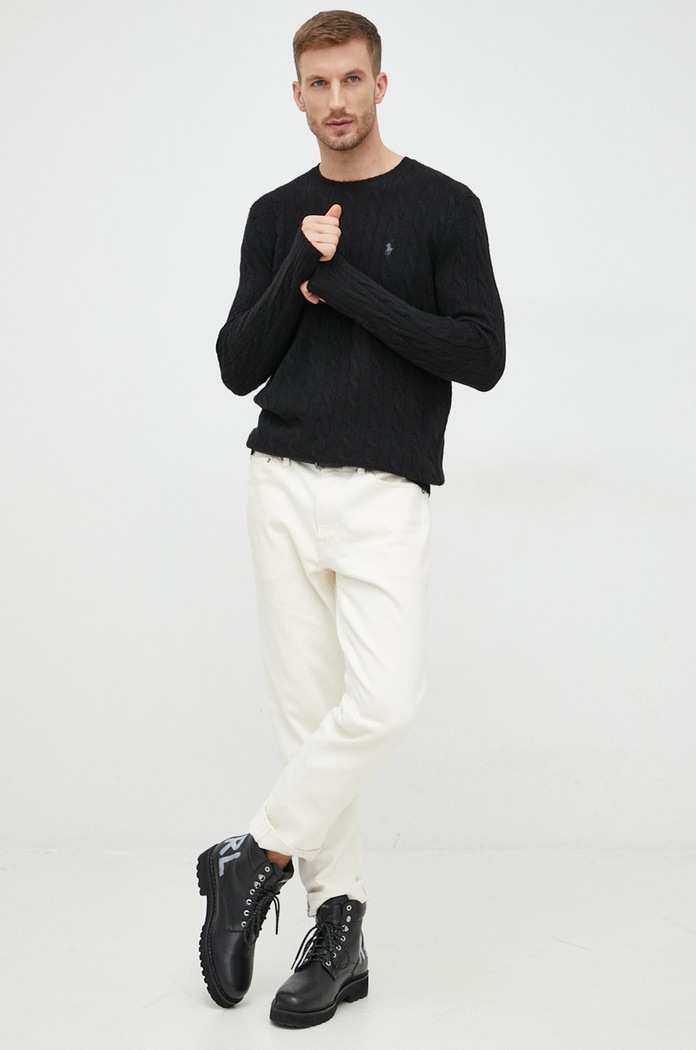 Polo Ralph Lauren sweter wełniany 710876762001 czarny AW22