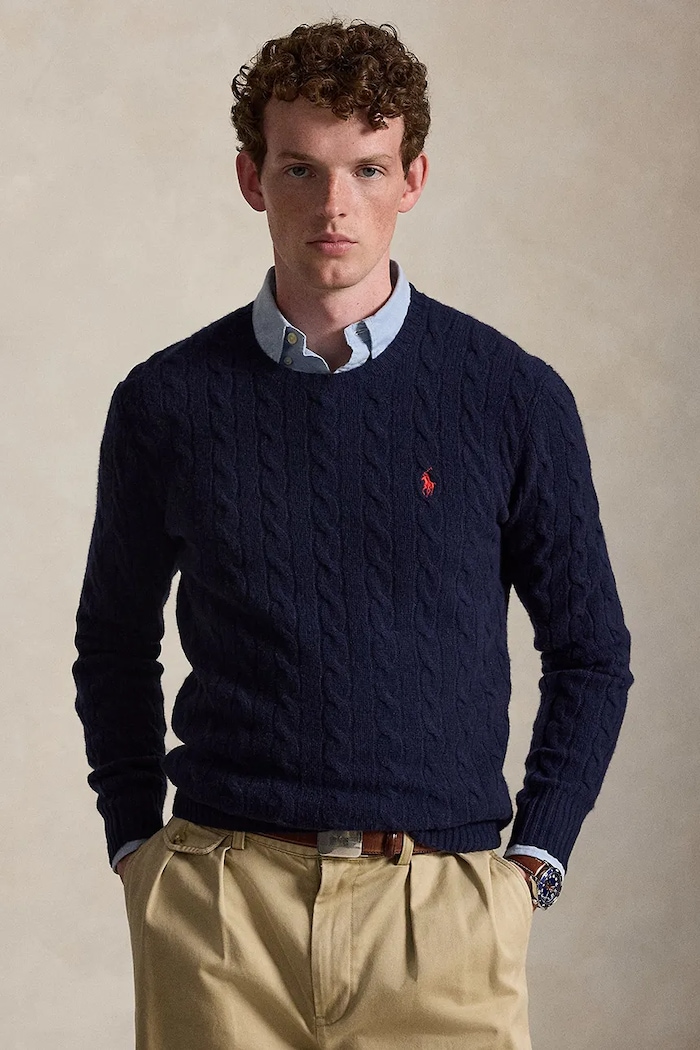 Вовняний светр Polo Ralph Lauren тонкий темно-синій 710876762002