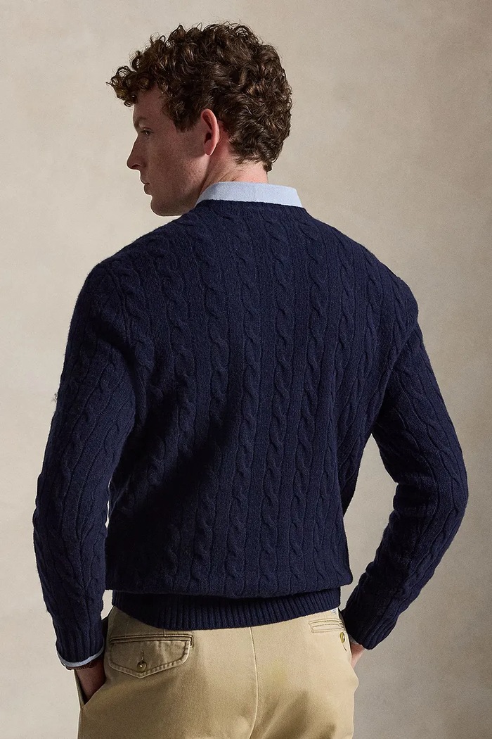 Vuneni pulover Polo Ralph Lauren 710876762002 mornarsko plava AW25