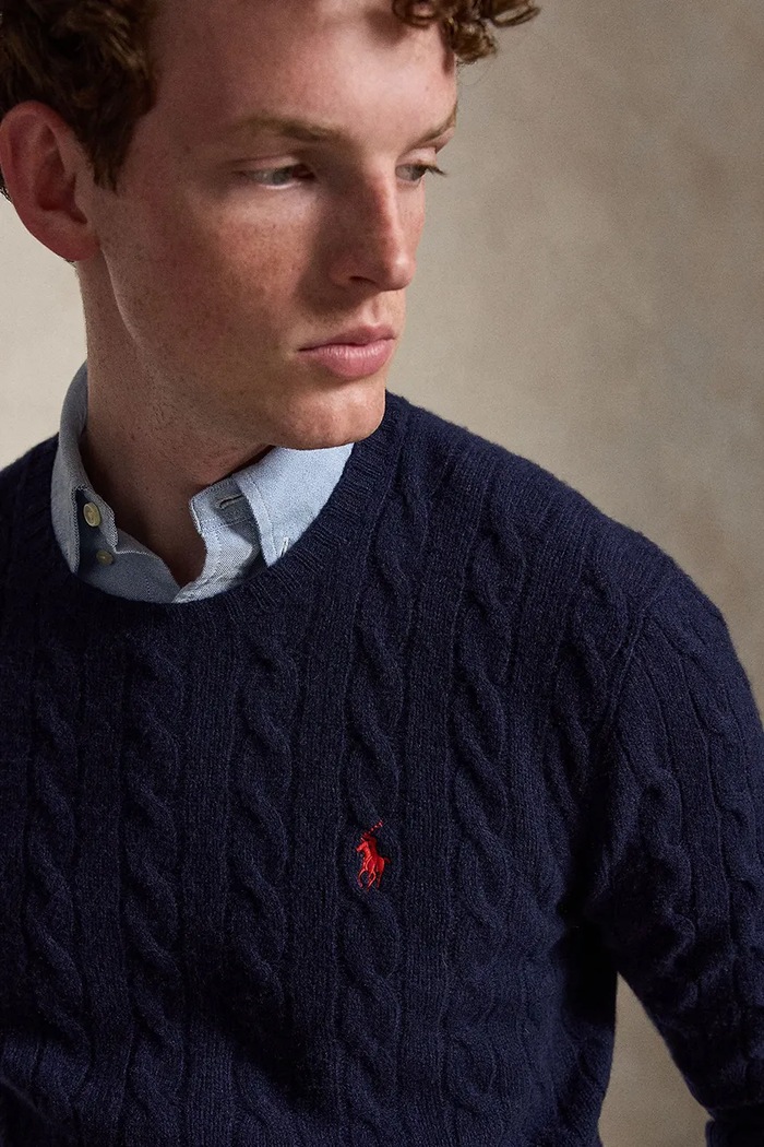 Вовняний светр Polo Ralph Lauren темно-синій 710876762002