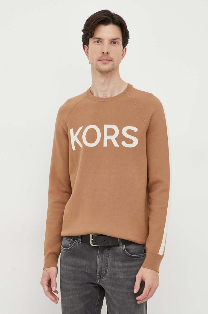 Pulover Michael Kors Našitek bež CR1602L2LY