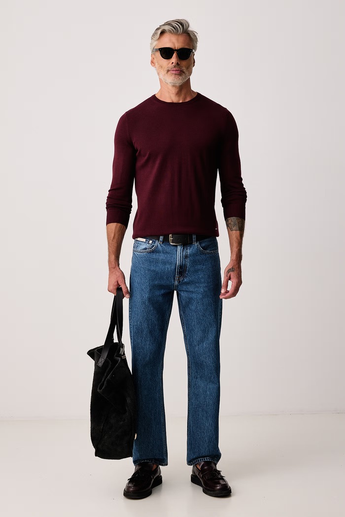 Joop! Sweter męski wełniany 30032601 bordowy AW25