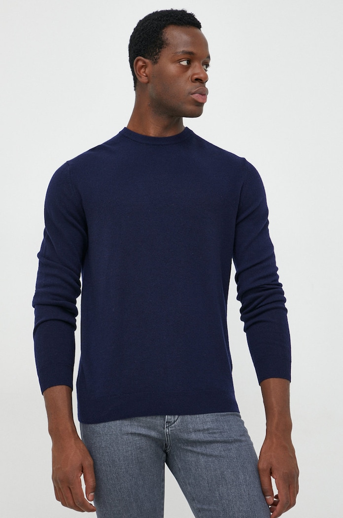 United Colors of Benetton sweter wełniany granatowy 1002U1G34.016
