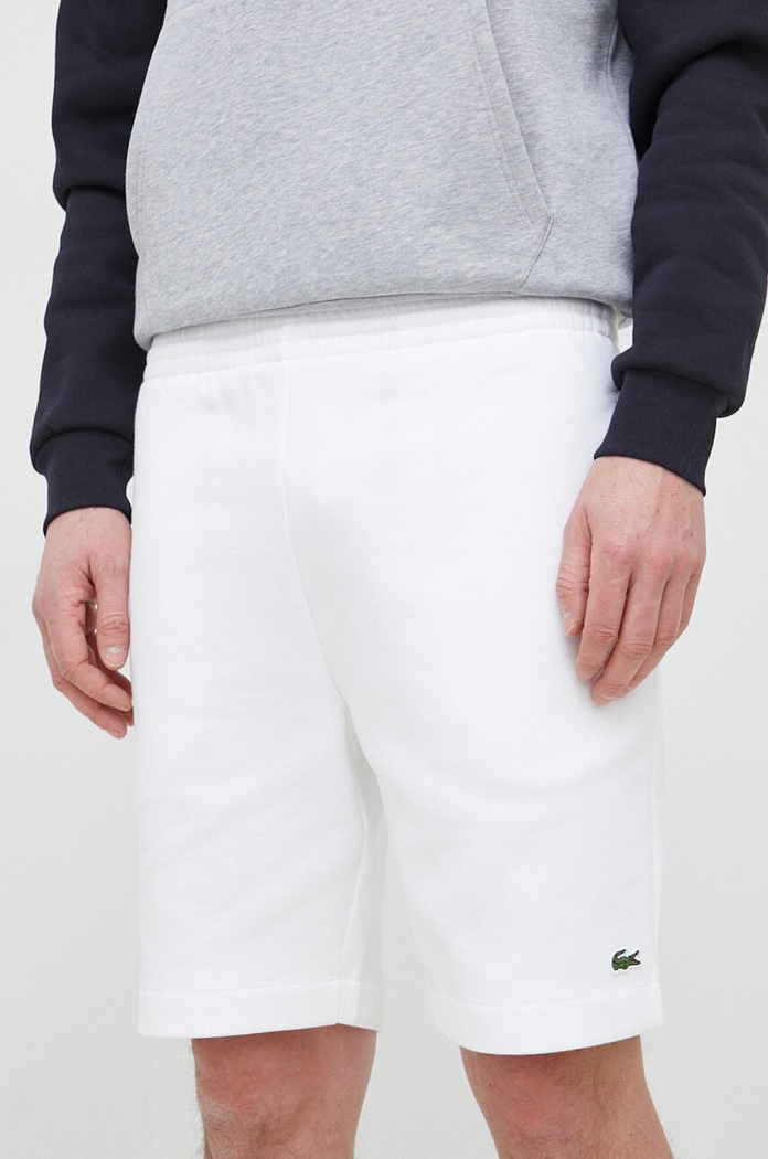 Lacoste teplákové šortky pánské s bavlnou hladký bílá GH9627