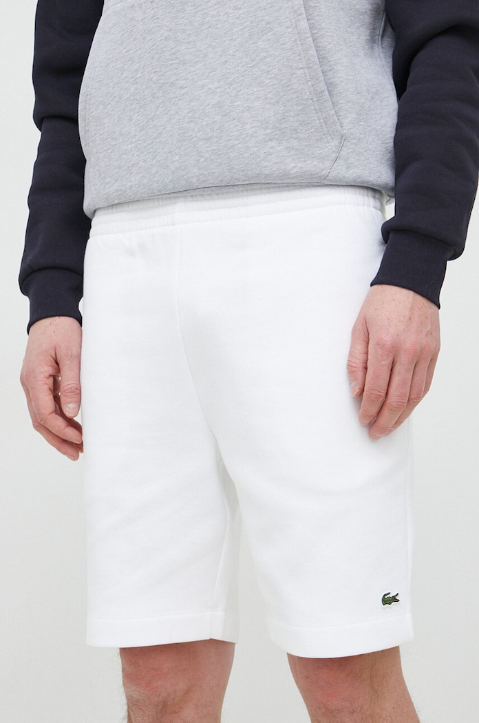 Lacoste teplákové šortky pánské s bavlnou hladký bílá GH9627