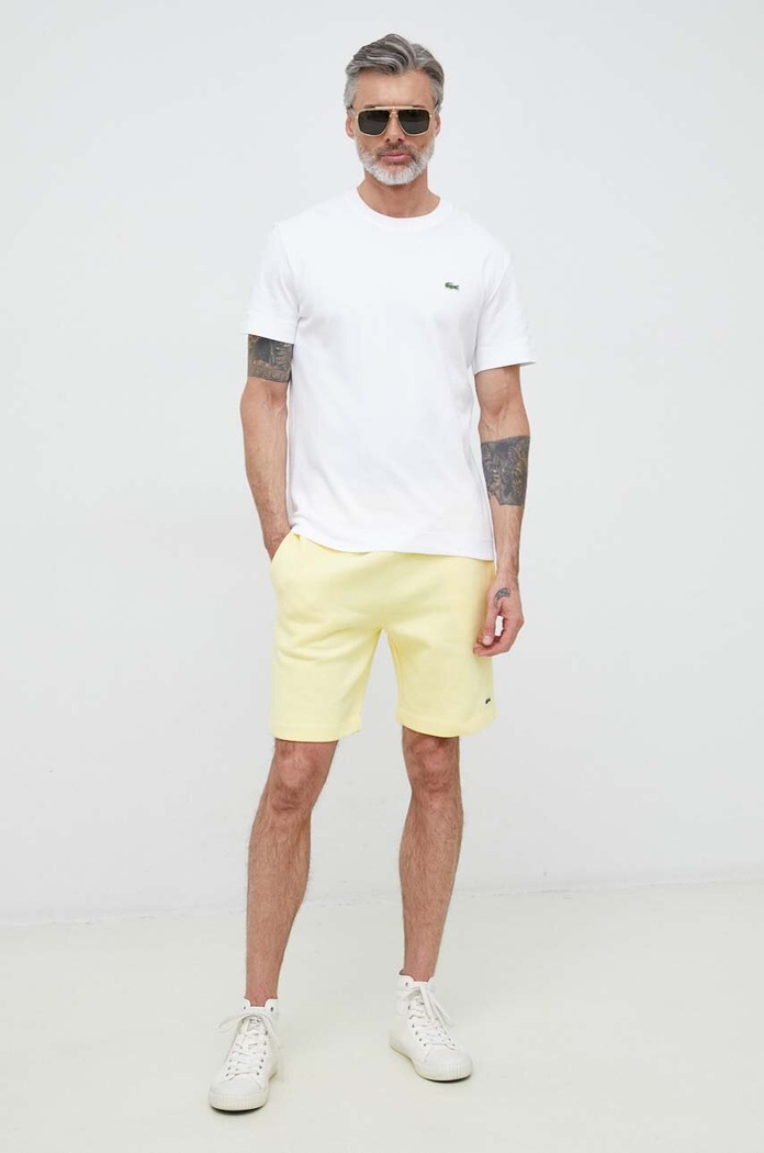 Lacoste Σορτς επίσημα Ανδρικά από βαμβάκι GH9627 κίτρινο SS26