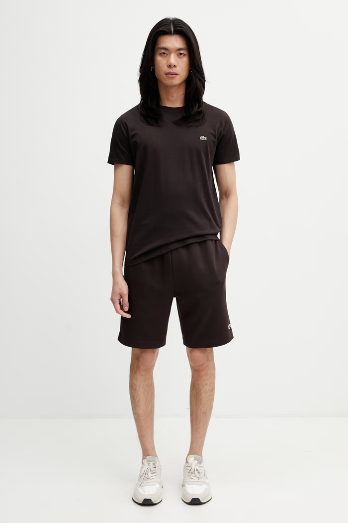 Lacoste σορτς επίσημα με βαμβάκι Ανδρικά GH9627 καφέ