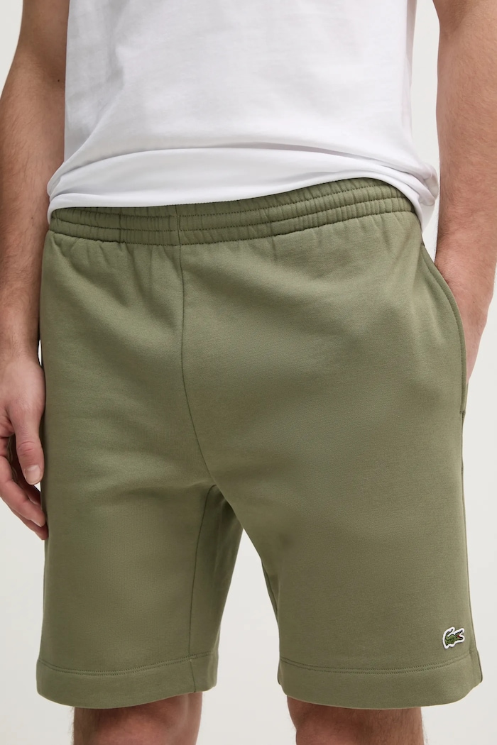 Lacoste szorty dresowe męskie z bawełną zielony GH9627