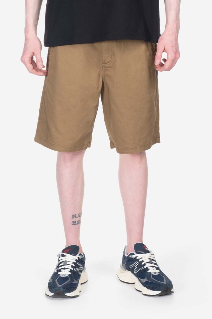 Vans szorty bawełniane Authentic Stretch gładkie brązowy VN0A5FECDZ9