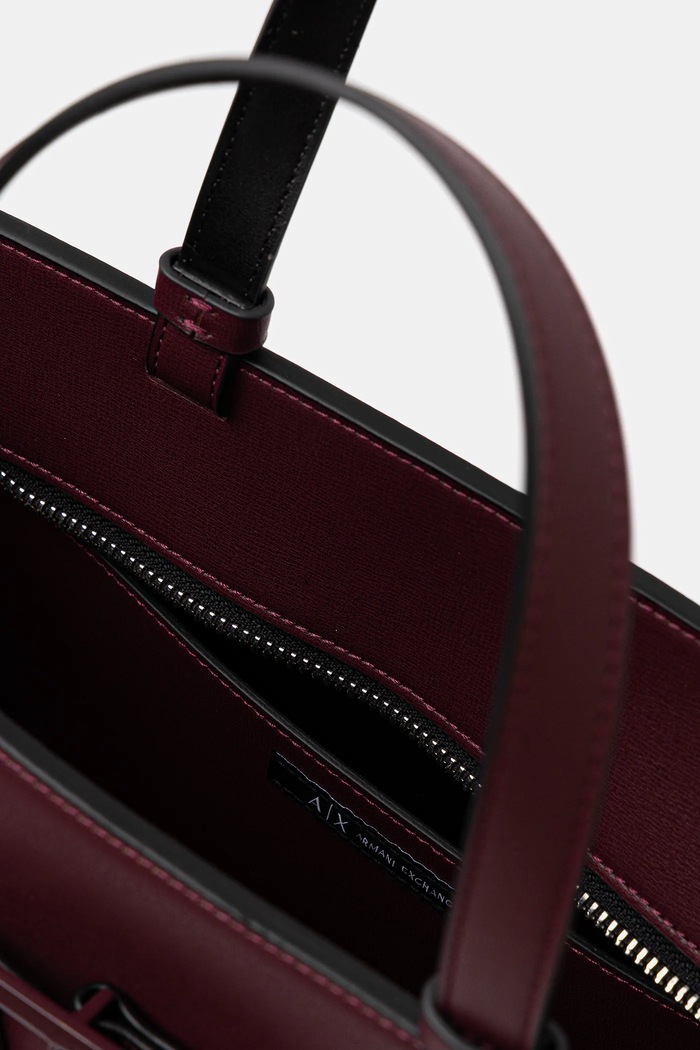 Armani Exchange geantă pentru femei cu imitație de piele 942689.0A874 burgundia