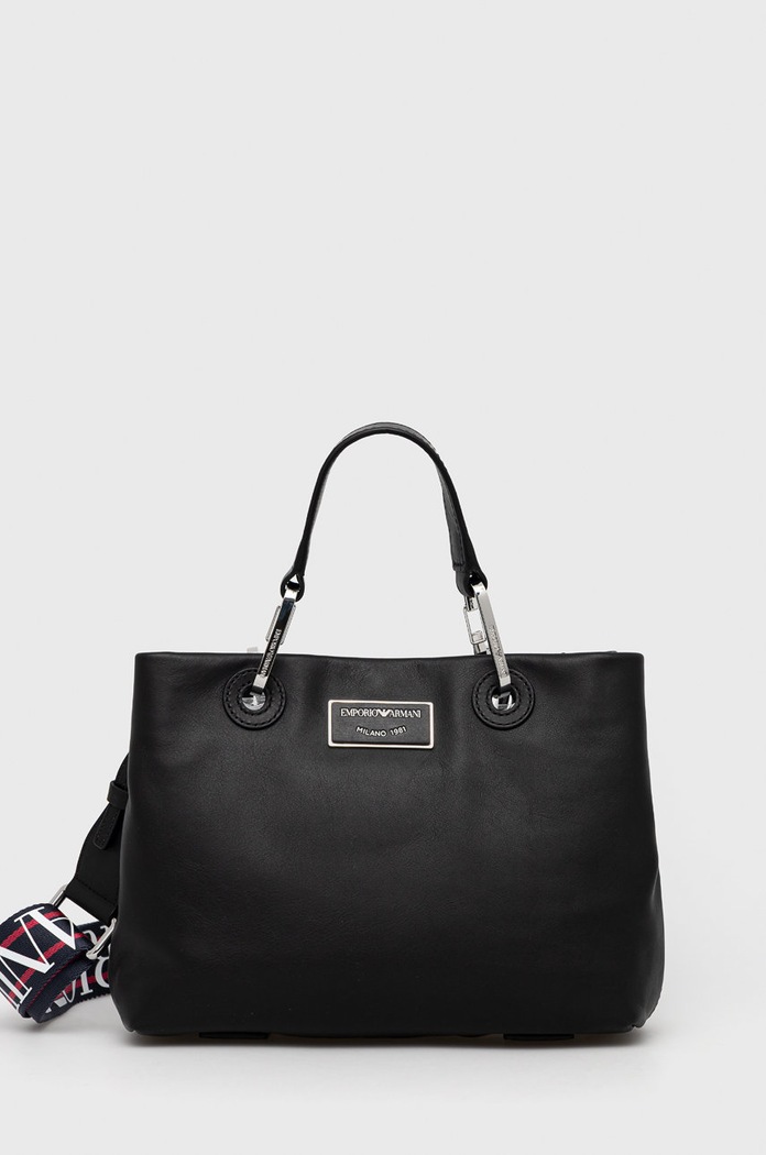 Kožená kabelka Emporio Armani usňová koža čierna Y3D166.Y478E