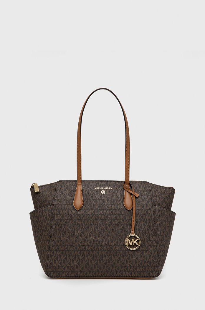 Τσάντα MICHAEL Michael Kors απομίμηση λείου δέρματος καφέ 30S2G6AT2B