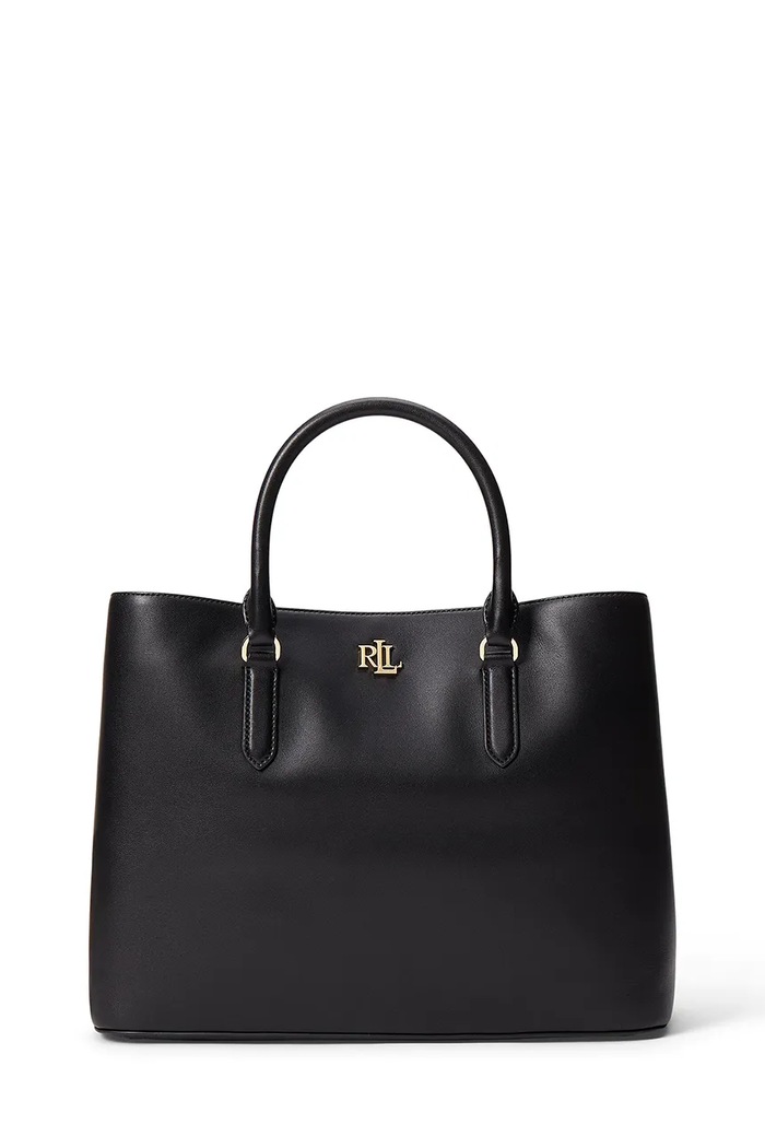 Lauren Ralph Lauren torebka skórzana 431876724004 mieści A4 czarny 431876724004