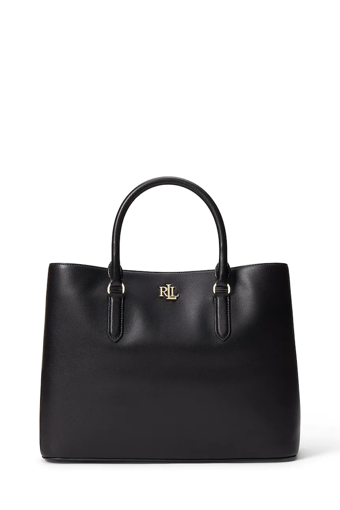 Lauren Ralph Lauren torebka skórzana 431876724004 mieści A4 czarny 431876724004