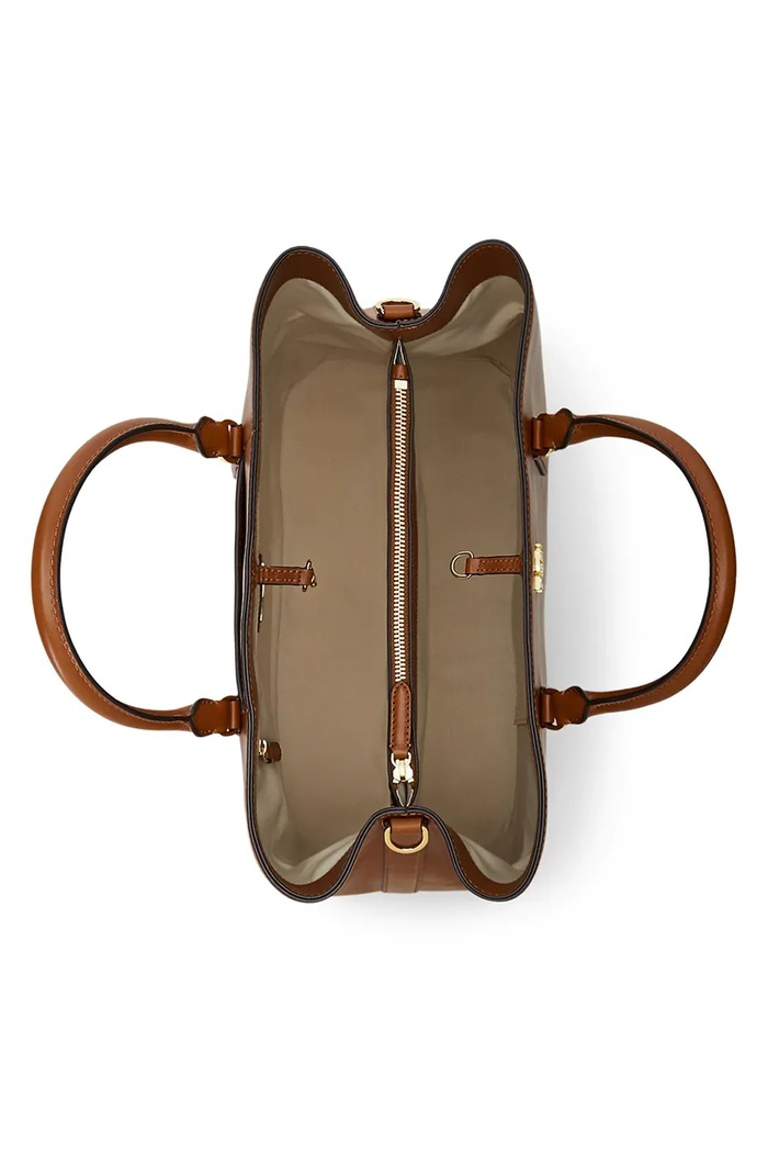 Kožená kabelka Lauren Ralph Lauren hnědá 431876724005