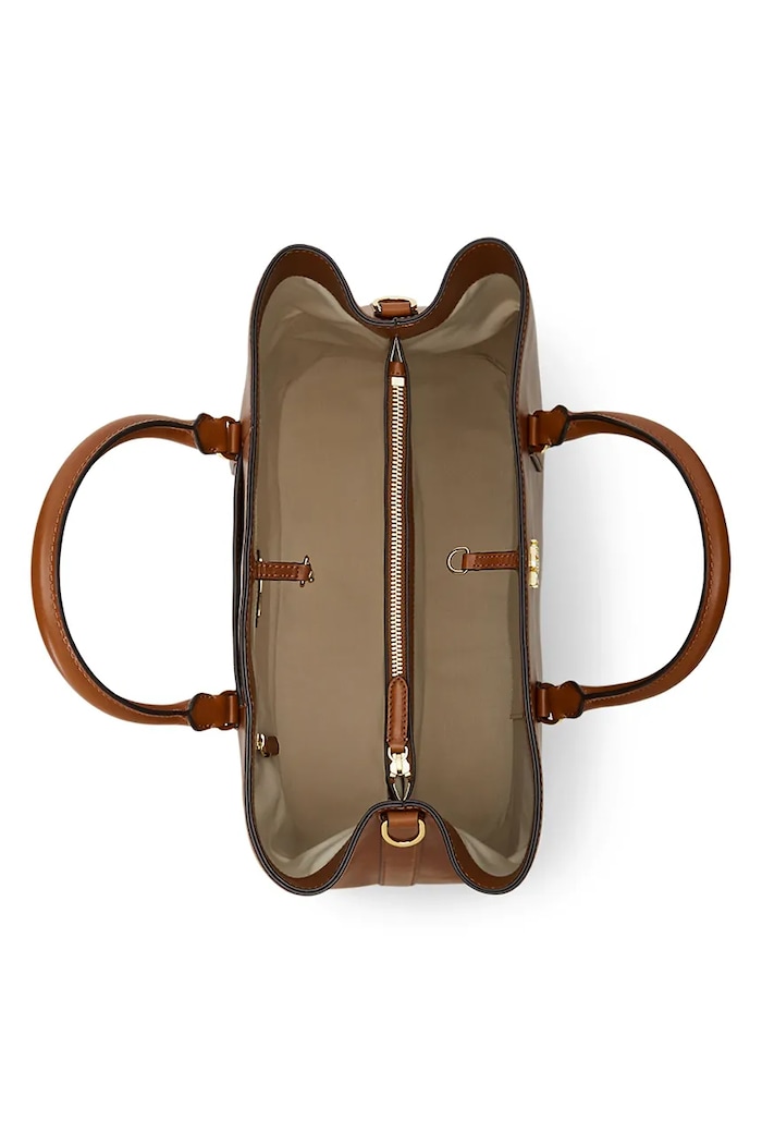 Kožená kabelka Lauren Ralph Lauren hnedá 431876724005