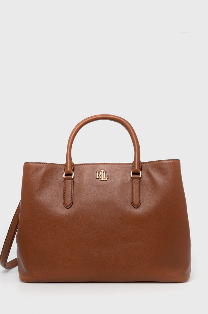 Kožená kabelka Lauren Ralph Lauren přírodní kůže hnědá 431876724005