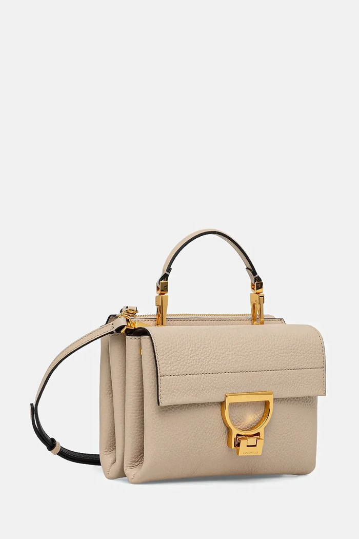 Δερμάτινη τσάντα Coccinelle E1.MD5.55.B7.01 μπεζ AW25