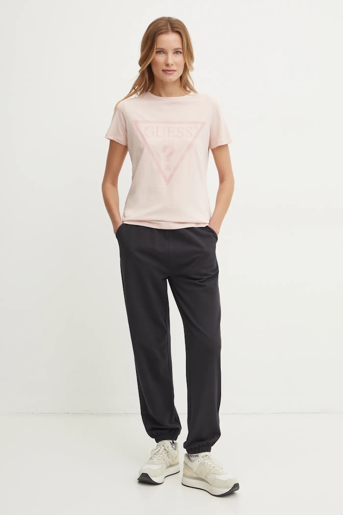 Guess Памучна тениска Guess V2YI07.K8HM0 розов SS26