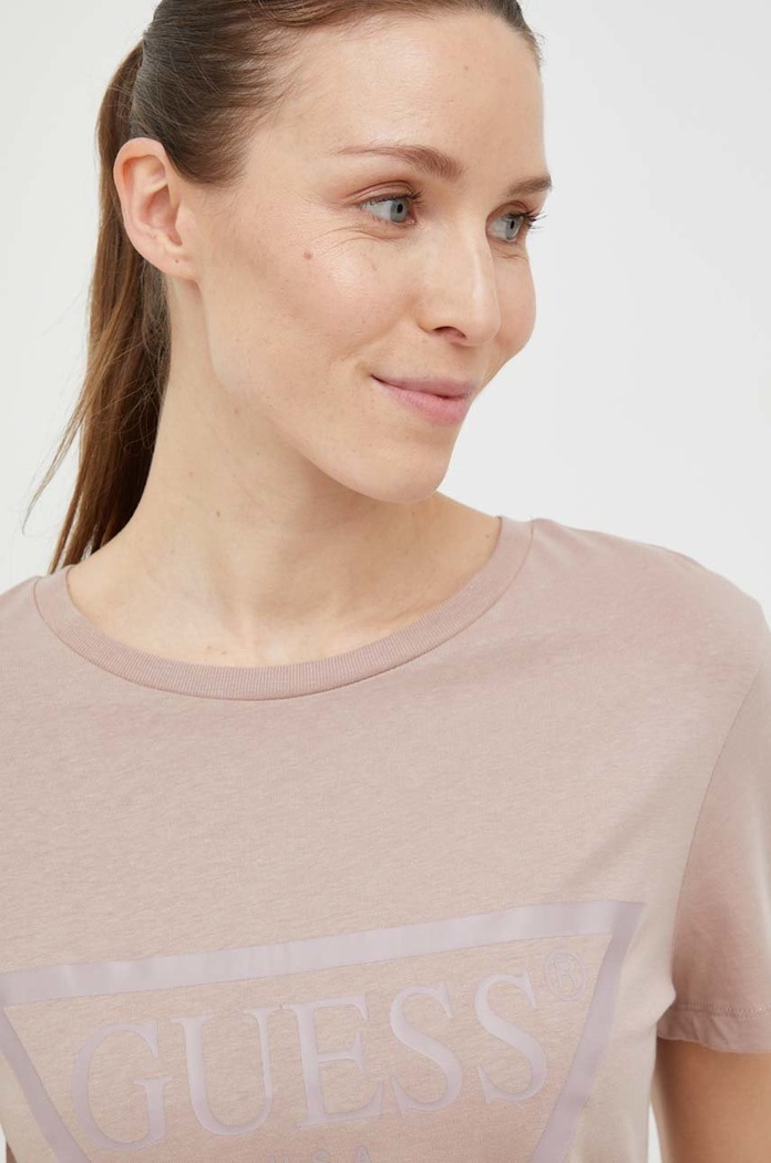 Bavlněné tričko Guess ADELE V2YI07.K8HM0 růžová SS26