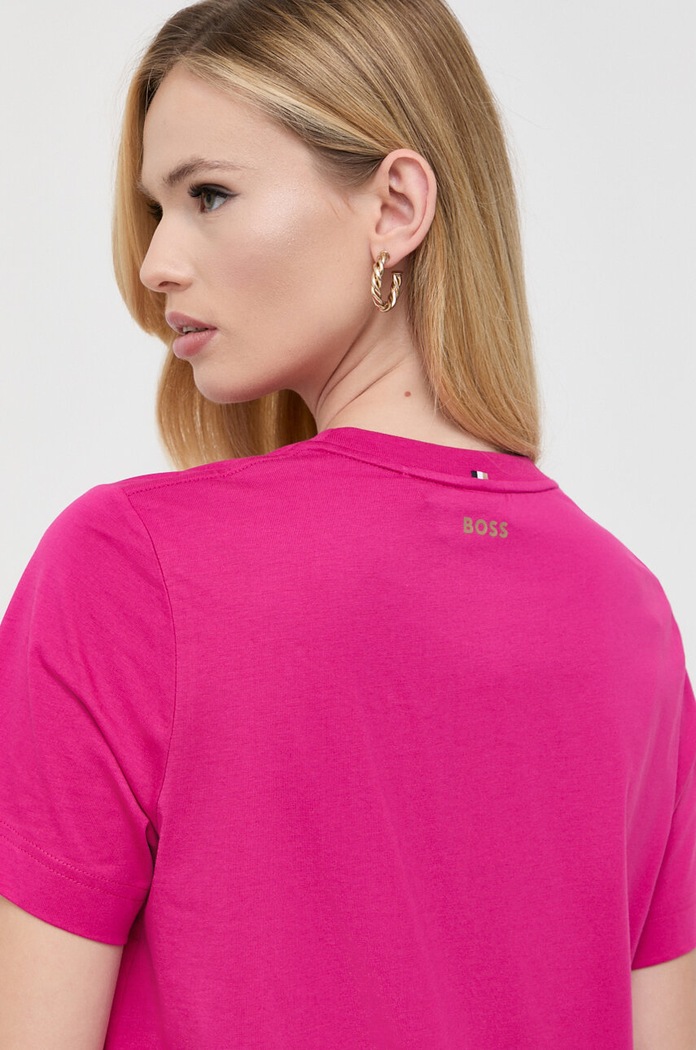 BOSS t-shirt bawełniany Ecosa bawełna różowy 50457259