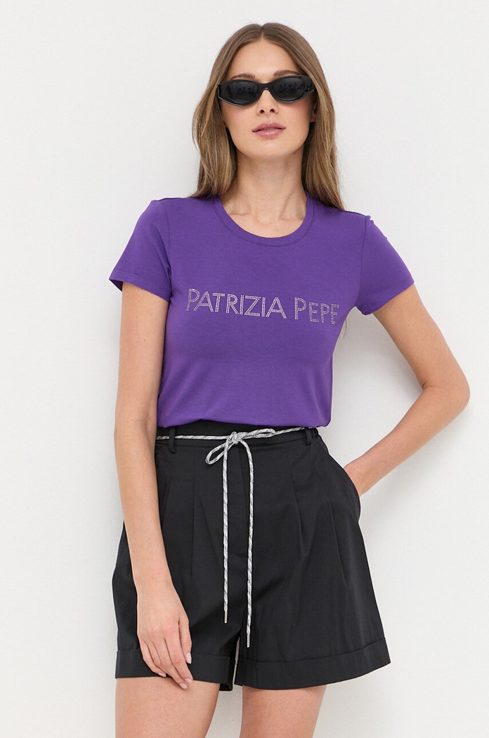 Tričko Patrizia Pepe nášivka fialová CM1419.J013